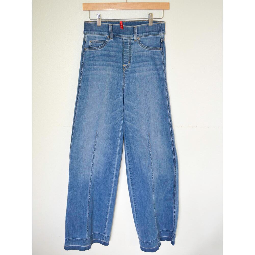 Spanx Wide Leg Jeans Pull on Front Seam Size Small - Picture 2 of 6